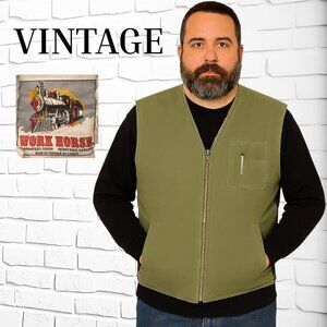 RARE COLOUR!  VINTAGE (1980s) WORK HORSE Sherpa-Lined Canvas Vest – Size 2X
